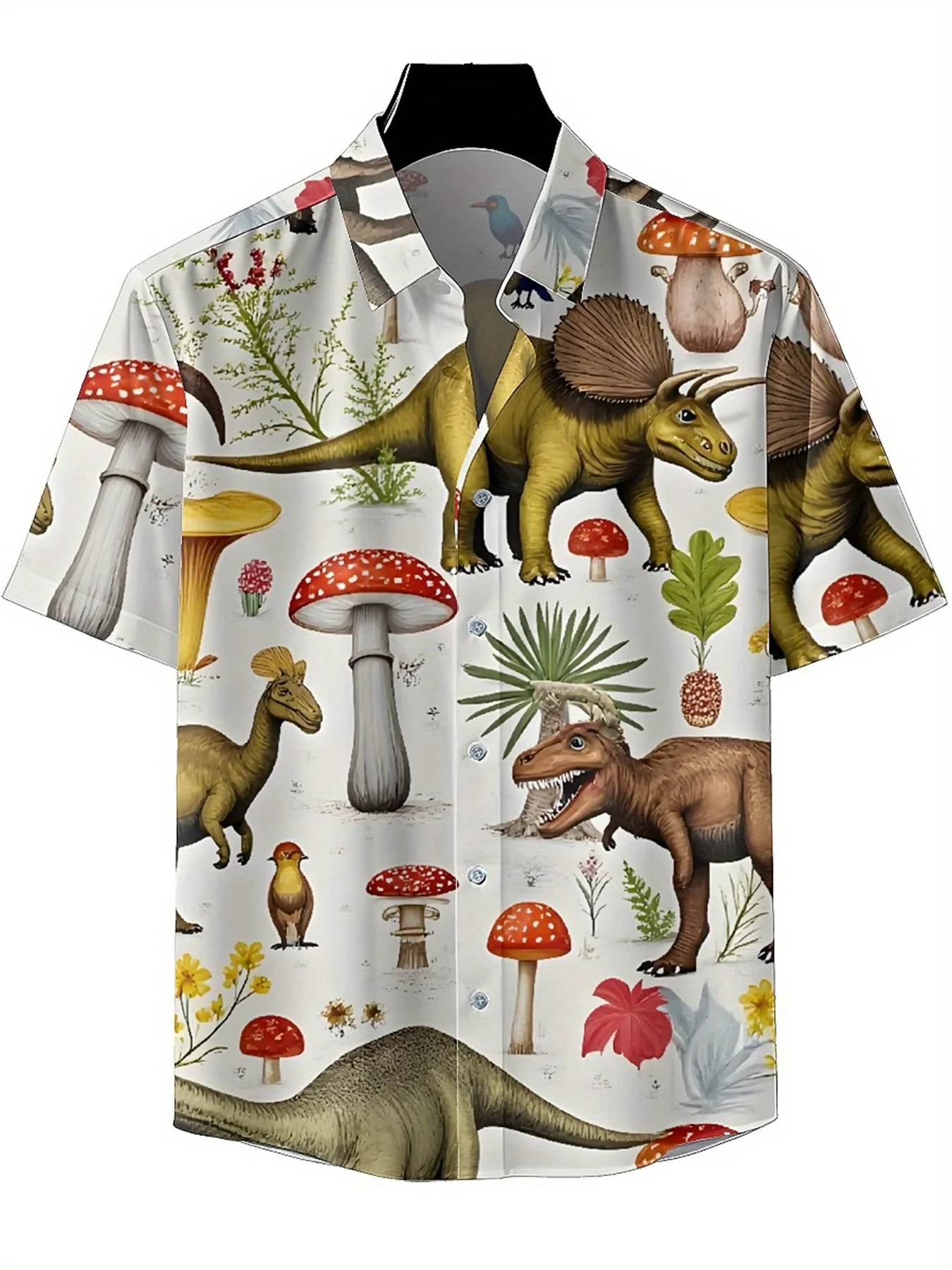 Men's Plus Size Hawaiian Shirts Dinosaurs and Natural Wonders Pattern, Summer Casual Tops, Suitable for Outdoor Party Streetwear