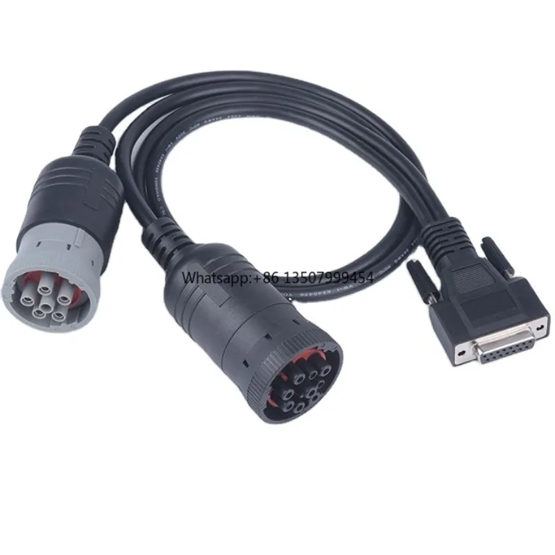 

DB15 Pin Cable 9-Pin Converter 6-PIN Wiring Harness Truck Engine Diagnostic Cable Rubber Insulation Material for Electronics