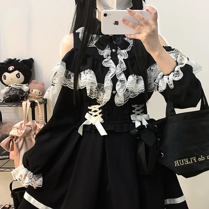 

Kawaii Women Shirts Jirai Kei Lolita Y2K Cute Japanese Style Blouse Elegant Long Sleeve Sweet Tops Casual Aesthetic Shirt 2024