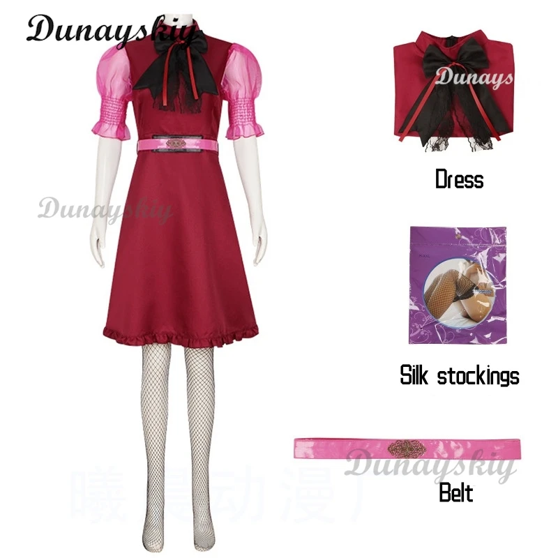 Anime Film Monster Cosplay Jurk Hoge Meisje Draculaura Cosplay Kostuum Pruik Roze Zwarte Pruik Halloween Vrouwen Fancy Rollenspel Outfit