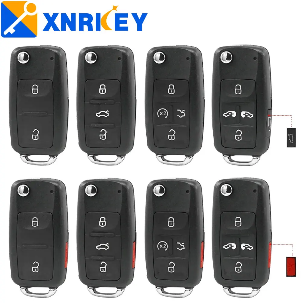 XNRKEY 2/3/4/5 Button Flip Remote Car Key Shell Fob for VW Volkswagen Tiguan Golf Sagitar Polo MK6 Touareg Seat Key Case Cover