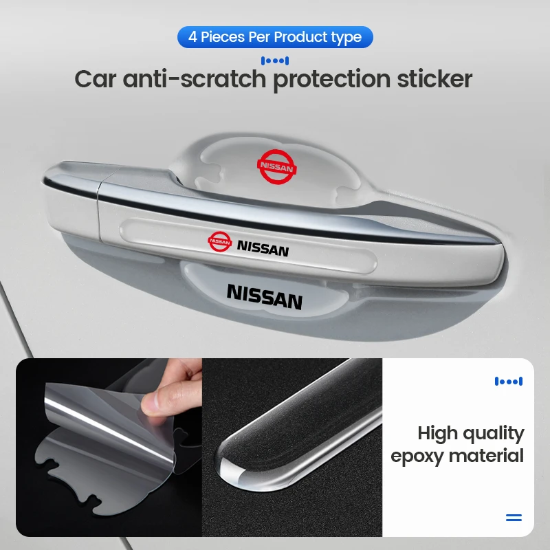 Pegatina para manija de puerta de coche, tira protectora transparente antiarañazos para Nissan Qashqai X J10 Trail Tiida Teana Skyline Juke, 4/8 Uds.