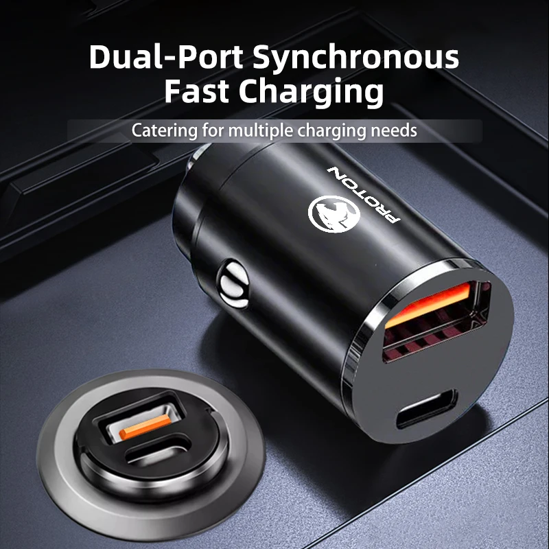 Car 30w Dual Port USB High Power Charger PD Pull Ring Fast Charging For Proton Exora Iriz R3 Wira Saga Satria X50 V6 X70 L3 L5 2