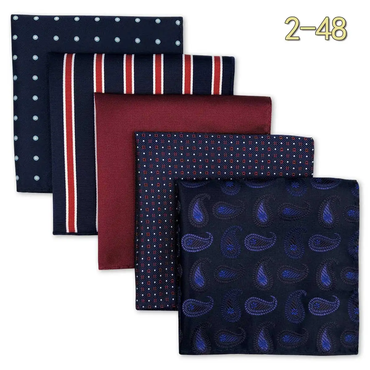 5 PCS Men's Pocket Square Set, Assorted Handkerchief Styles
