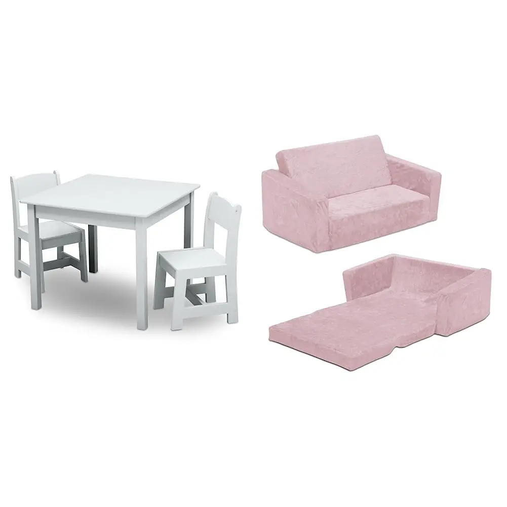 Mysize Kids Wood Table And Chair Set (2 Chairs Included) Serta Perfect Sleeper Extra Wide Convertible Sofa To Lounger