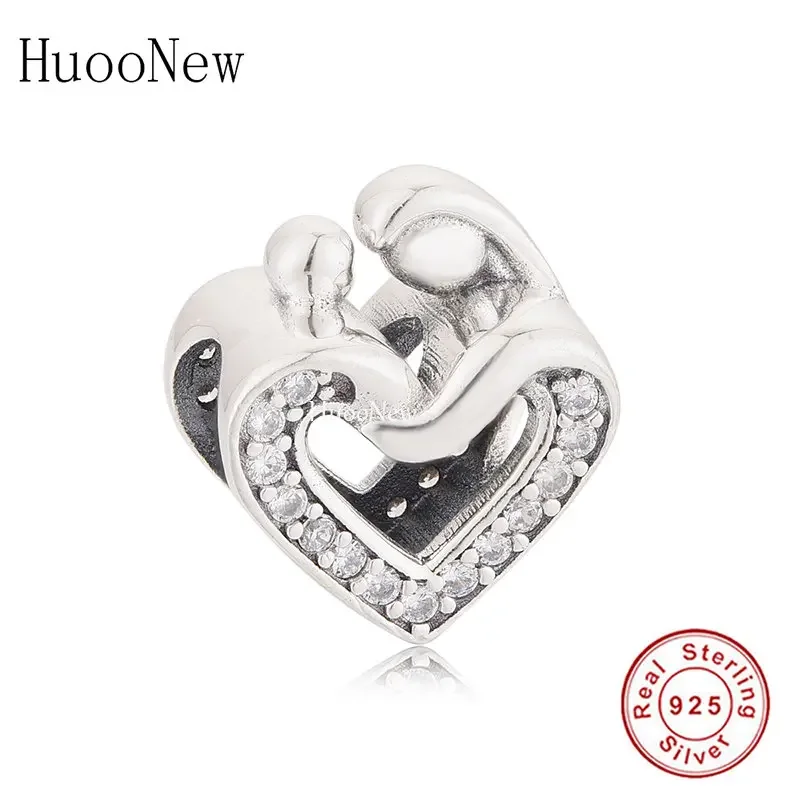 

Fit Original Pan Charms Bracelet 925 Sterling Silver Mother and Baby Hand Made Love Heart Bead For Making Women Berloque 2023