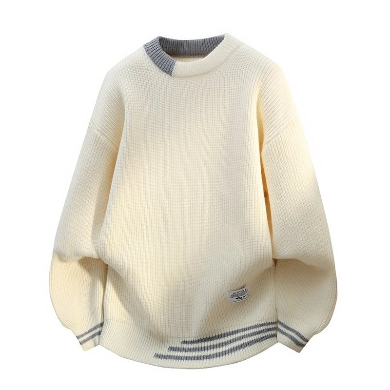 

Корейский осенне-зимний вязаный пуловер, модный свитер для мужчин, повседневный вязаный облегающий пуловер с круглым вырезом и нашивкой