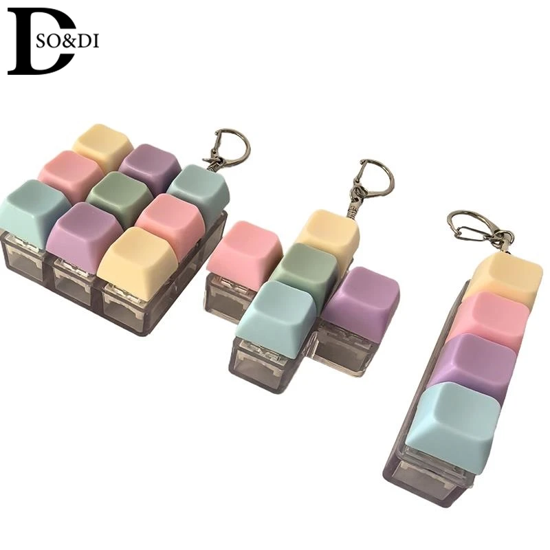 1/4/5/9 Keys Mechanical Keyboard Axis Tester Button Keycap Keychain Stress Relief Fidget Toy Finger Keyboard Caps Toy