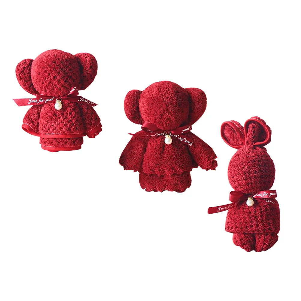 

3Pcs Bear Towels Soft Premium Material Washable Decorative Home Accessories Easter Valentine Bath Cleaning Cloth