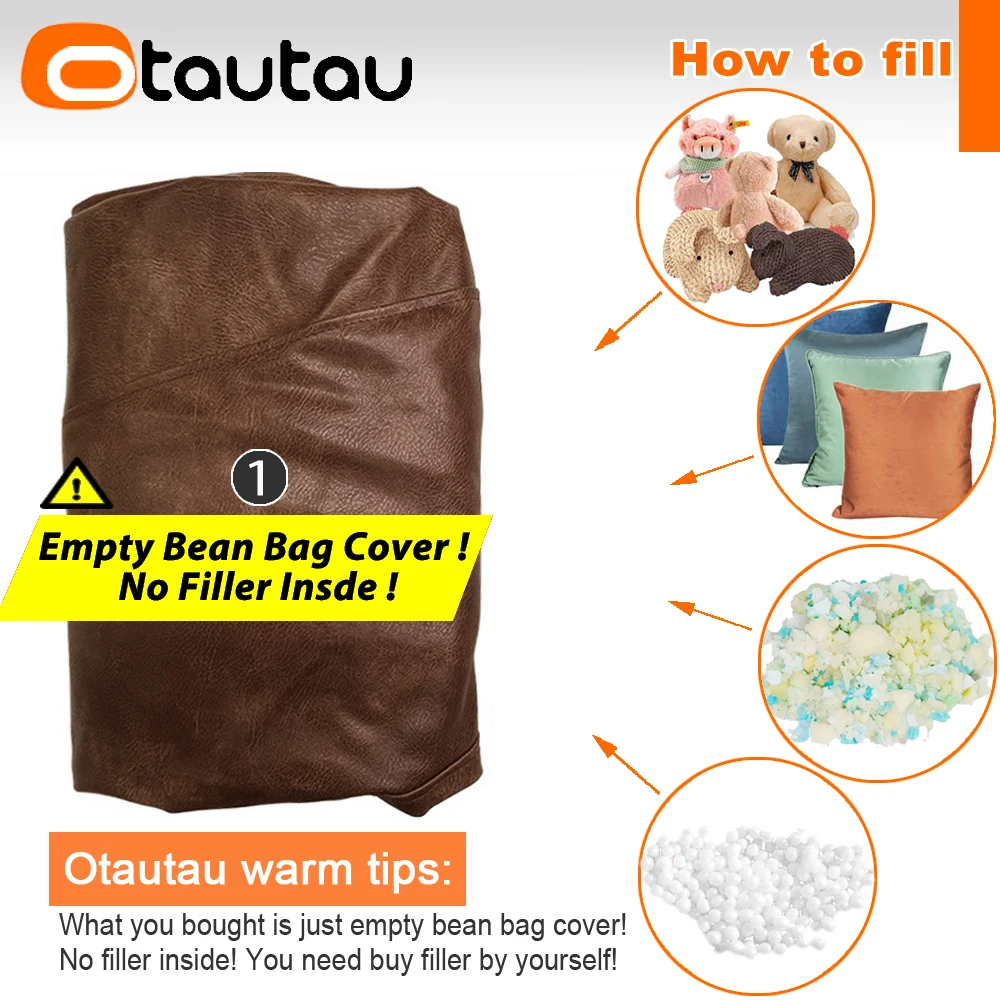 OTAUTAU Faux Leather Bean Bag Cover SF004【No Filler Inside! You Need To Buy Filler By Yourself !】 view 2