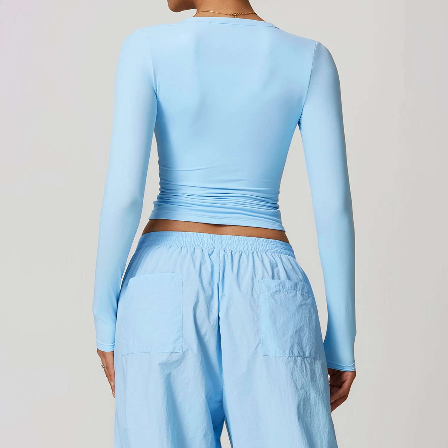 Quick Dry Brushed Tight Yoga Long Sleeve Workout Tops for Women Running Fitness Breathable Top Slim Long Sleeve Athletic T-Shirt image 2