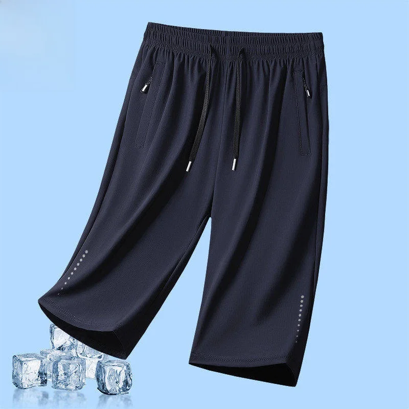 

Мужские шорты из ледяного шелка свободного кроя, длиной до колена, быстросохнущие, больших размеров, прямые, тонкие, модные, летние