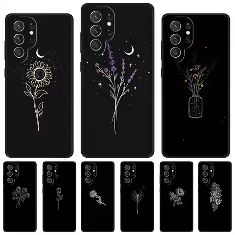 Minimal Aesthetics Flowers phone case For Samsung Galaxy S24 S23 S22 Ultra Note 10 20 Plus S8 S9 S10 S20 S21 FE Cover