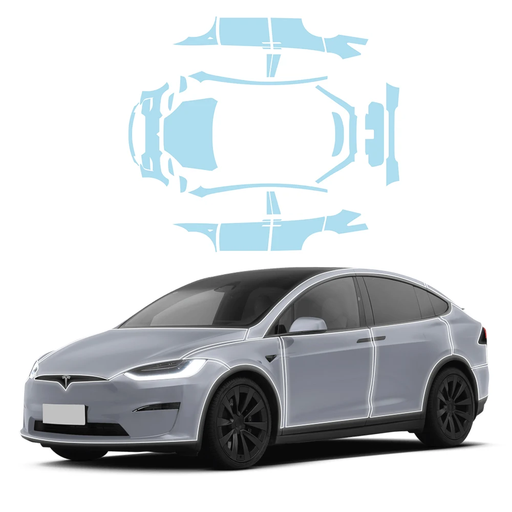

23-летняя защитная пленка PPF для Tesla Model X, прозрачный комплект из ТПУ против царапин, автомобильные невидимые прозрачные аксессуары