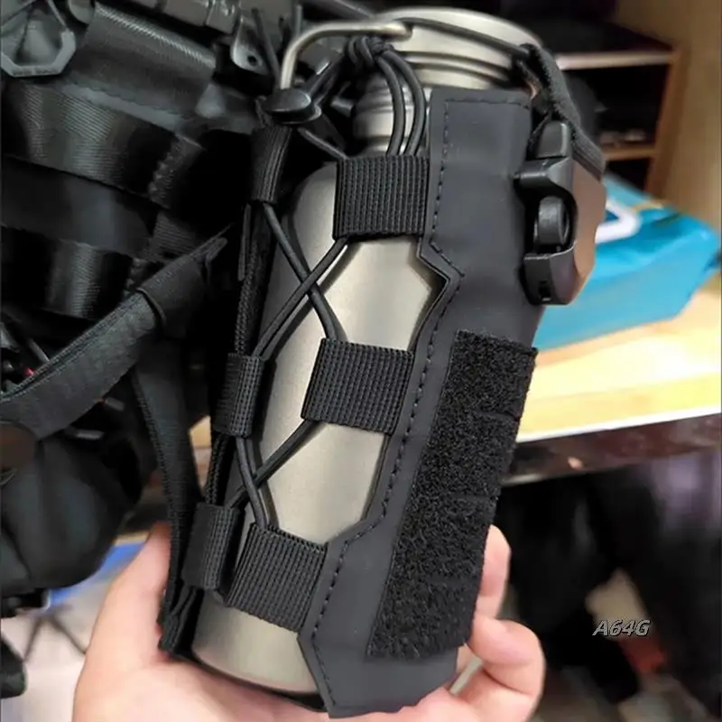 Molle Water Bottle Pouch Camping Drawstring Kettle Holder Carrier With Adjustable Strap,Ideal For Cycling