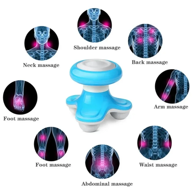 Mini Neck Massager with Neck and Back Function, Plastic Triangle Electric Beauty Massager, Anti-Cellulite, Body Relaxation, USB