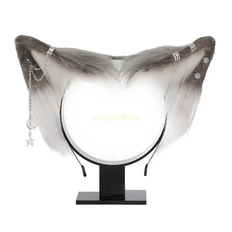 31BF 십대 고양이 여우 고양이 귀 머리띠와 합금 귀걸이 장식 카니발 헤어 밴드