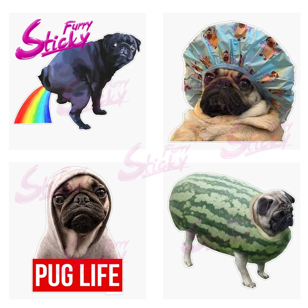 

Funny Rainbow Fart Pug Vinyl Car Stickers - Waterproof Decals for Cars Trucks SUVs Window Bumper Laptop
