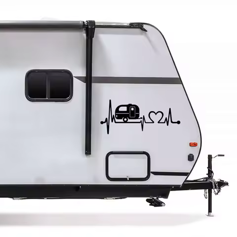 Car Sticker Creative Love Heartbeat Caravan Decor Decal Auto Tuning Accessories for Caravan Campervan Travellers Trailer Tours
