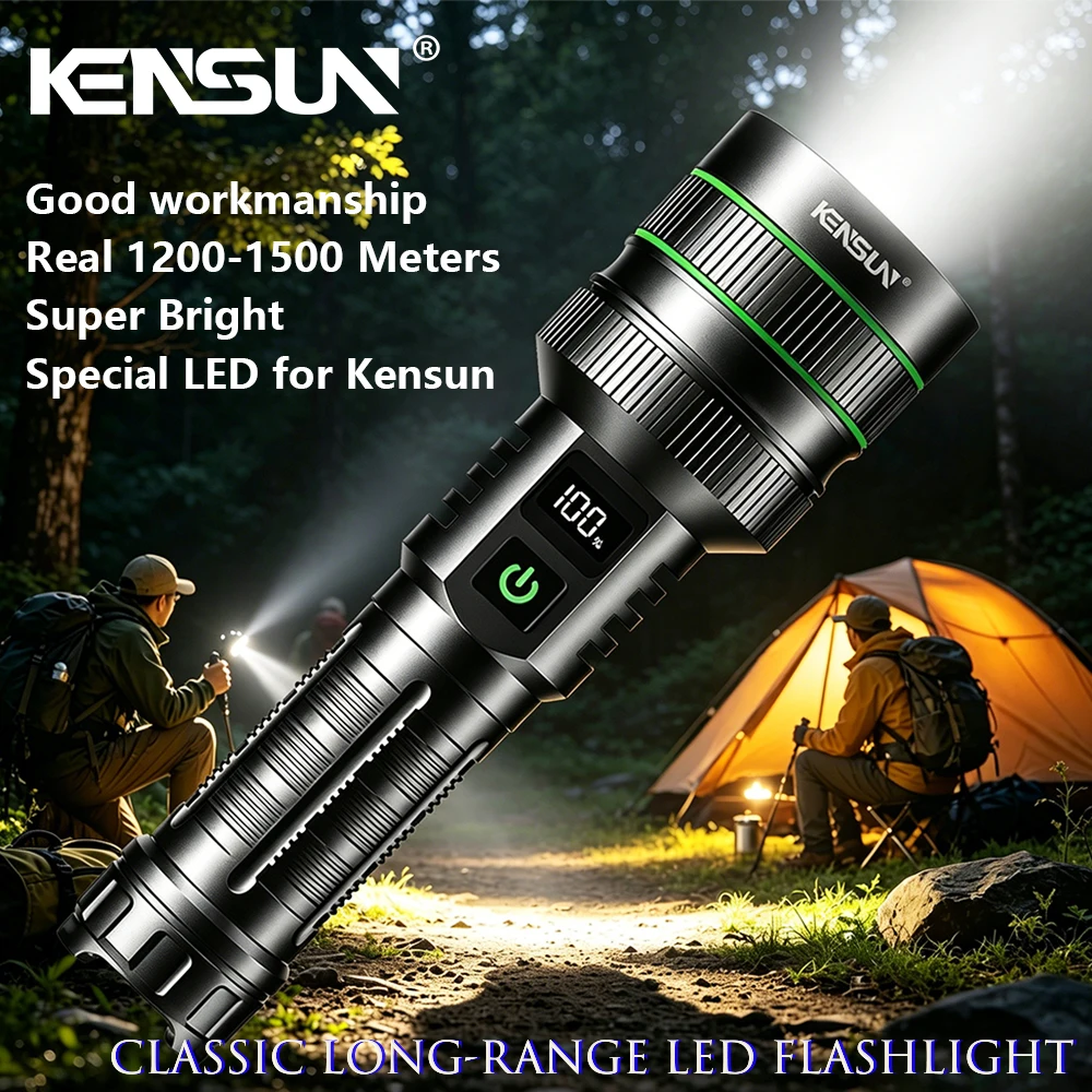 High Power Tactical Torch Most Powerful LED Flashlight Long Shot Zoomable Lantern For Camping Outdoor Built-in 26650 Battery