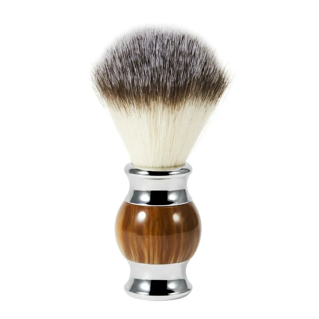 Resin Handle Men Mustache Shaving Brush Grooming Tool for Barber Salon Brown