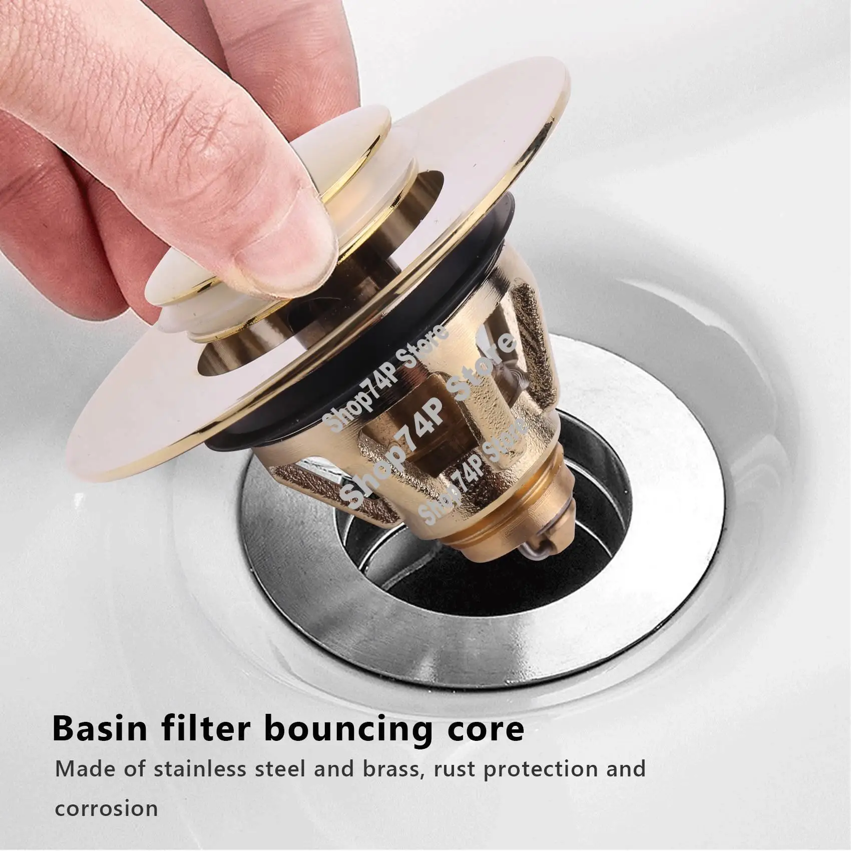 

Сливной фитинг для умывальника, универсальная заглушка клапана, раковина, латунный фильтр против засорения, заглушка для раковины, слив для раковины-A74P