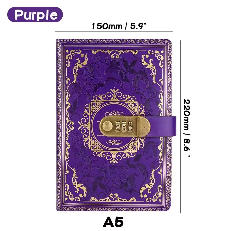 Retro Digital Password Notebook Journal With Lock A5,Diary Perfect for Men and Women-PU Leather Combination Lock Persons Privacy image 5