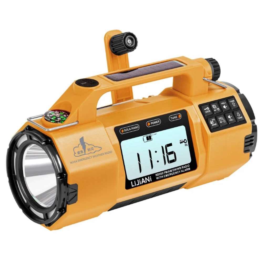ABAB Multi-Function Emergency Radio with AM/FM/SW/ Bands, Large Flashlight, Large Speaker, Hand-Crank Generator