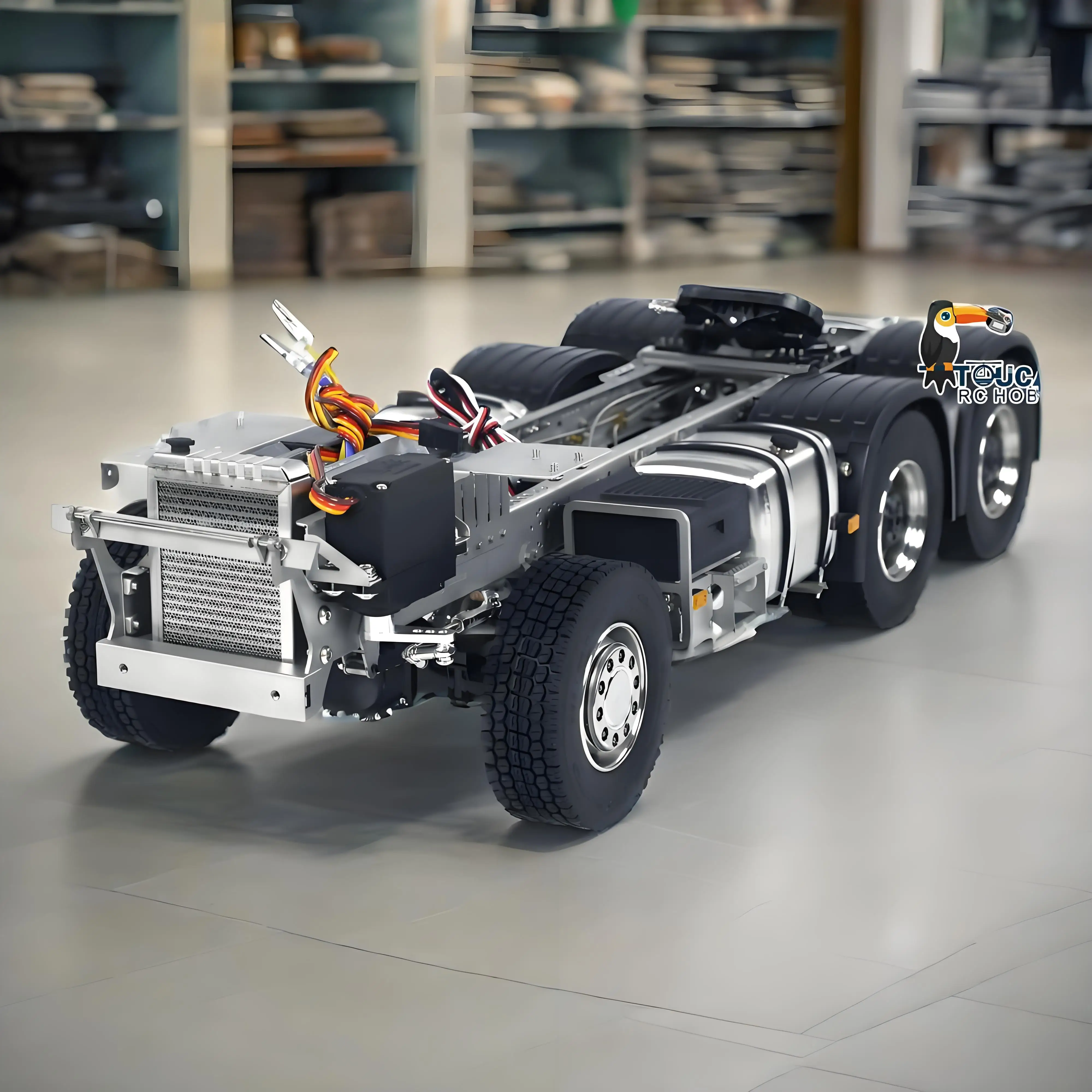 

1/14 металлическое готовое шасси 6x6, 3-скоростная коробка передач для игрушек, радиоуправляемый трактор, грузовик FH16, детали модели автомобиля TH23563