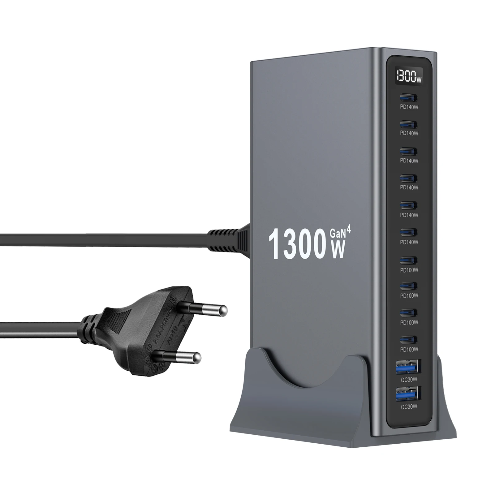 1300W Multi-Port-USB-Ladegerät GaN Desktop-Schnellladestation für iPhone Samsung Xiaomi MacBook Laptops Tablets Schnellladegerät