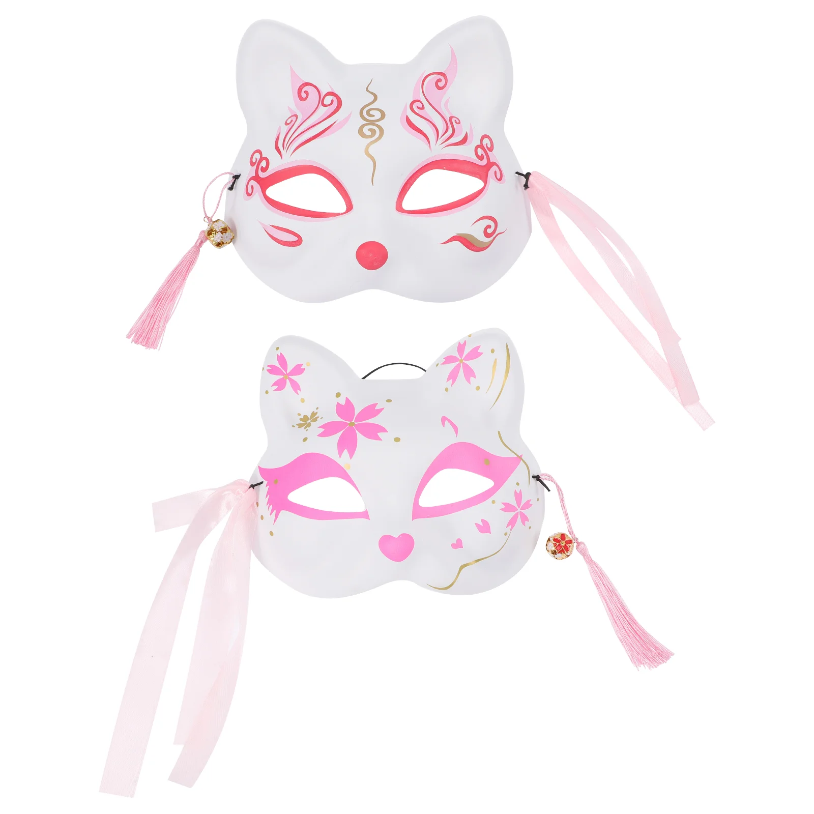 2pcs Japanese Style Cat Mask Half Face Cat Mask Japanese Anime Cat Mask for Cosplay