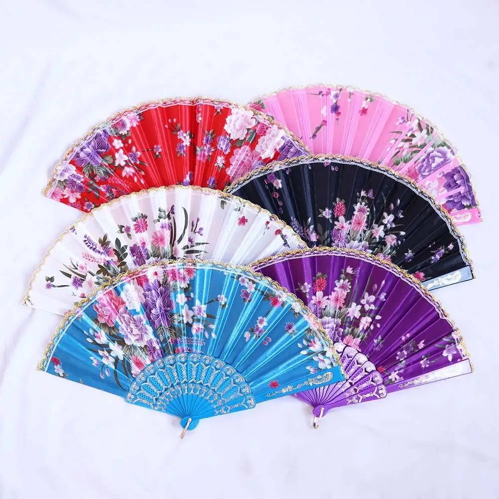Party Gifts Pattern Hand Held Wedding Party Art Craft Chinese Style Photo Prop Tool Hand Held Flower Fan Dance Fan Wedding Fan