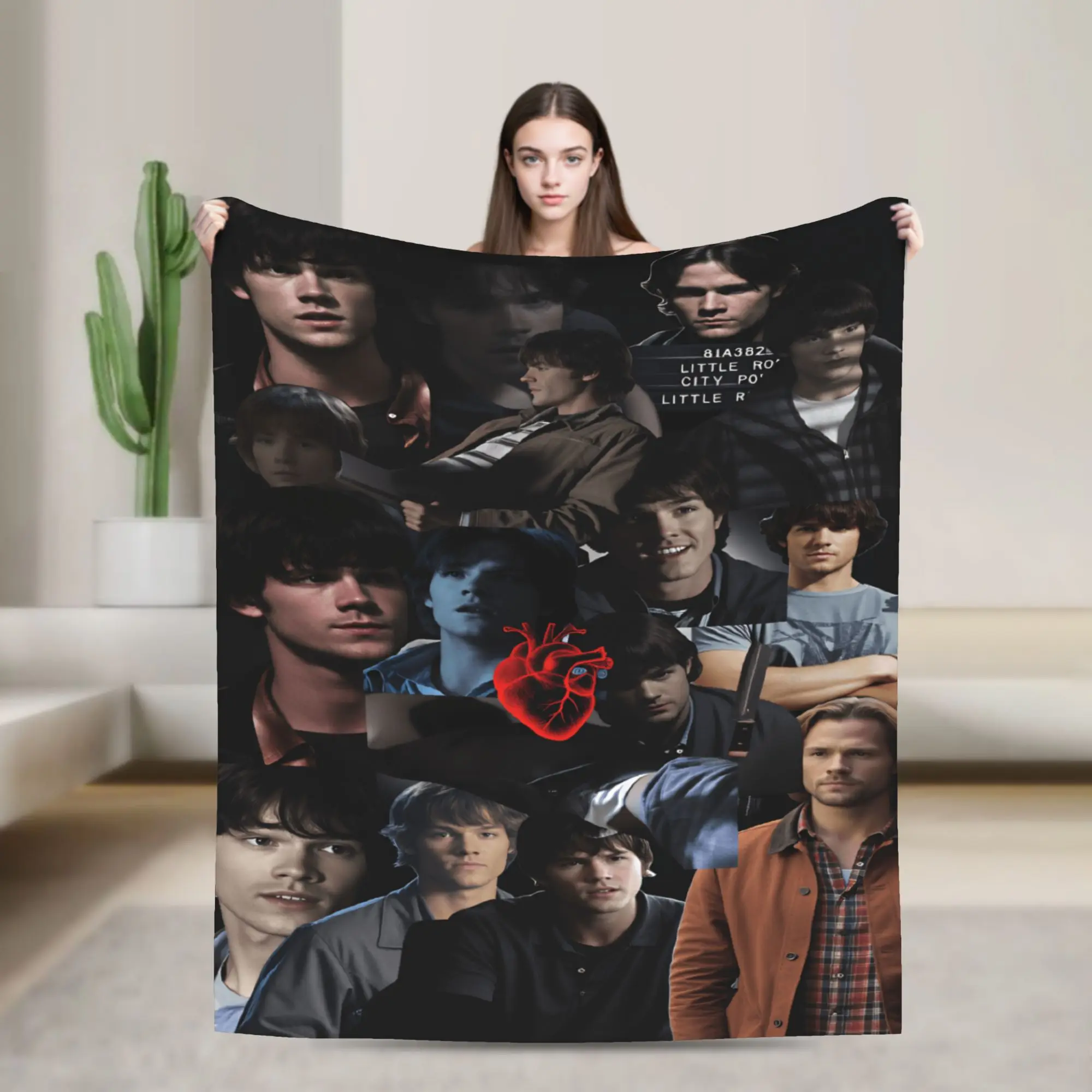 Sam Winchester Supernatural Blanket  Travel Office Flannel Throw Blanket For Home Decor Super Warm Custom Quality Bedspread Gift