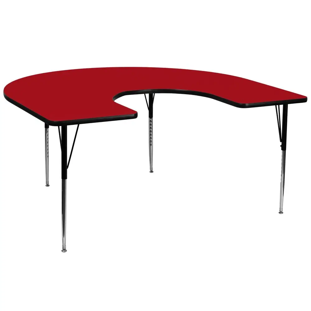 

60W x 66L Horseshoe Red Thermal Laminate Activity Table Standard Height Adjustable Legs