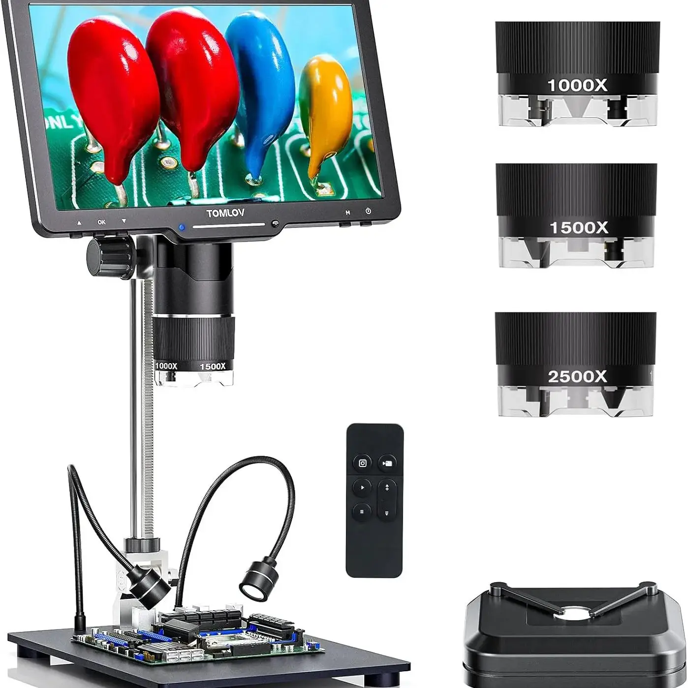 TOMLOV TriL110 10.1 "3 Lens 2K HDMI Digitale Microscoop 2500X Elektronica Solderen Video Microscopio Camera Vergrootglas IPS Scherm - afbeelding 2