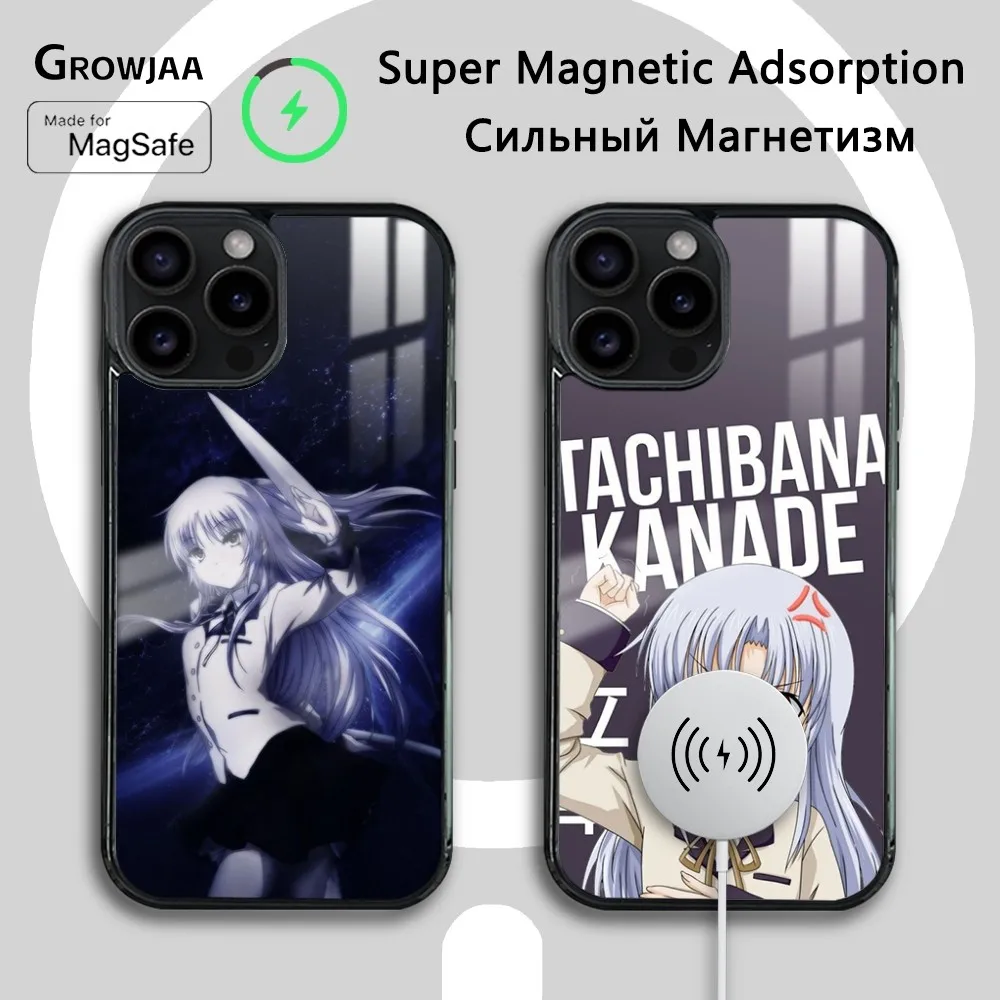 Anime A-Angel B-Beats Phone Case For iPhone 16 15 14 13 12 11 Pro Max Plus Mini Magsafe Mirror Wireless Magnetic Cover