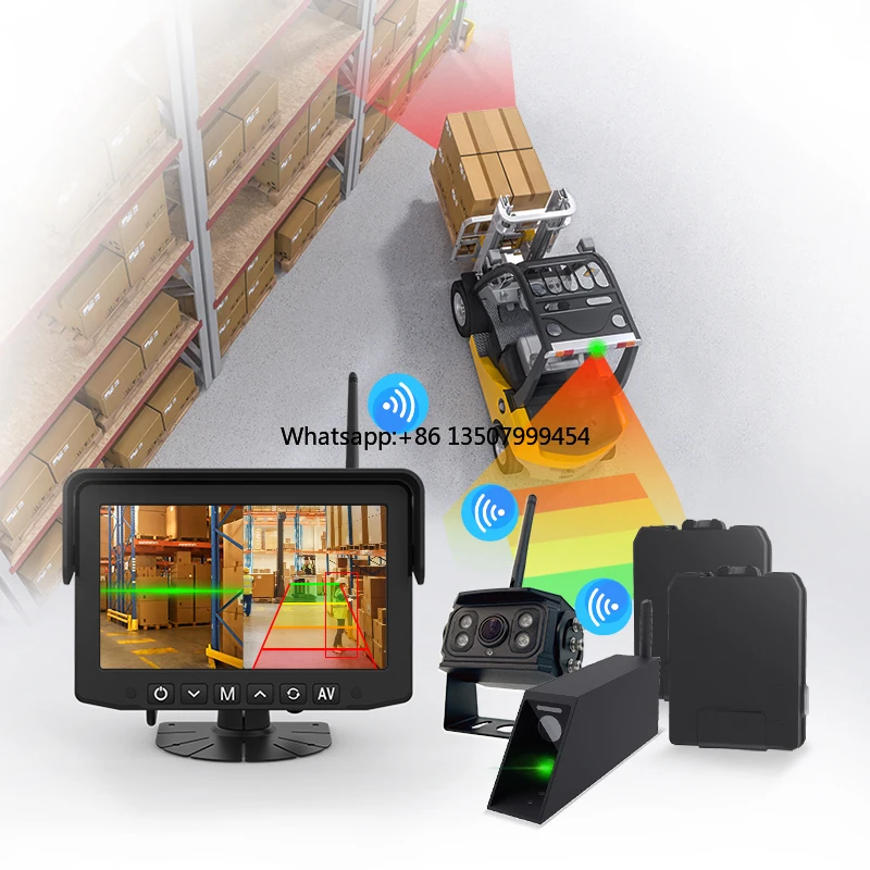 

AI BSD Blind Spot Detection Pedestrian Warning Parking Reverse and Fork Laser Positioning Wireless Forklift Camera