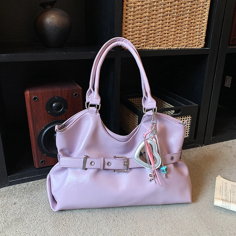 

Retro Motorcycle Style Underarm Bag 2026 New, Large Capacity Belt Buckle Tote Bag, Versatile Commuter Shoulder Handheld Bag