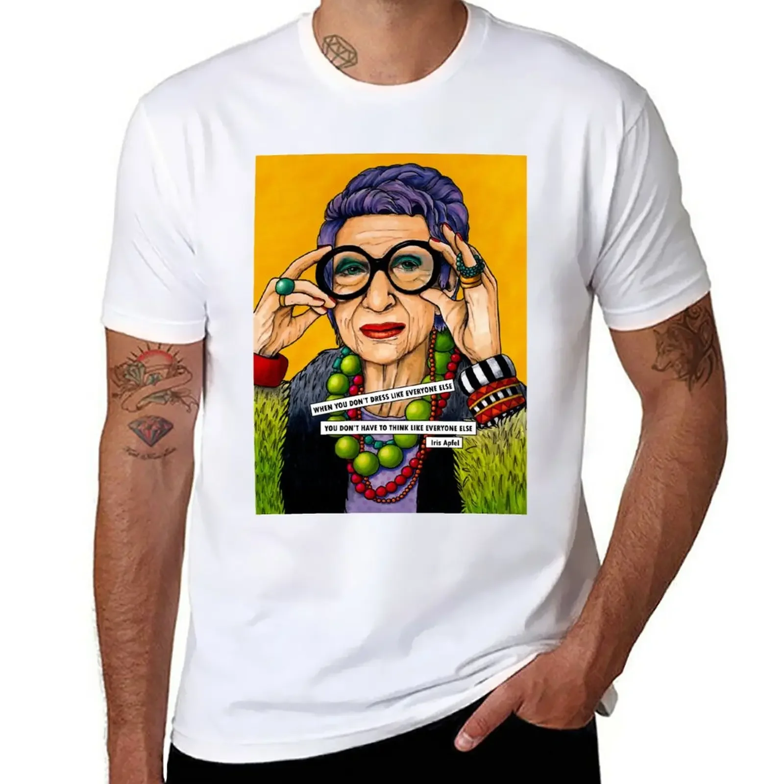 Iris Apfel T-Shirt summer clothes blue archive mens big and tall t shirts