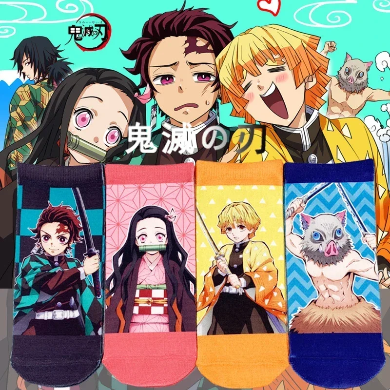 

Anime Demon Slayer Cartoon Kawaii Socks Kimetsu No Yaiba Zenitsu Nezuko Tanjirou Inosuke Character Printing Socks Birthday Gifts