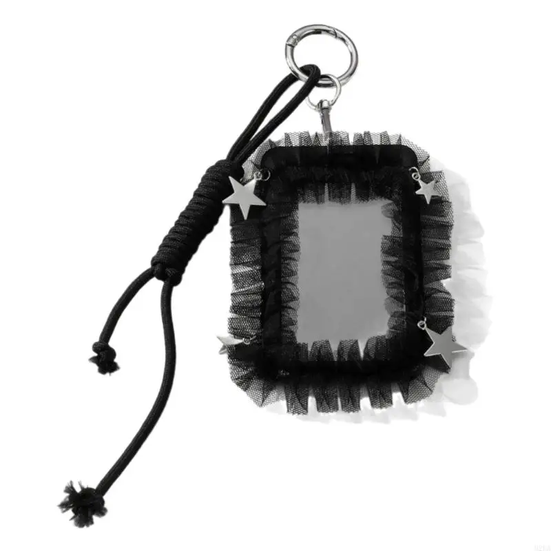 2026 New Lace Pu Photocard Holder,Gothic Credit Card Sleeve Pendant Keychain Badge Holder for Student Card Cards Card