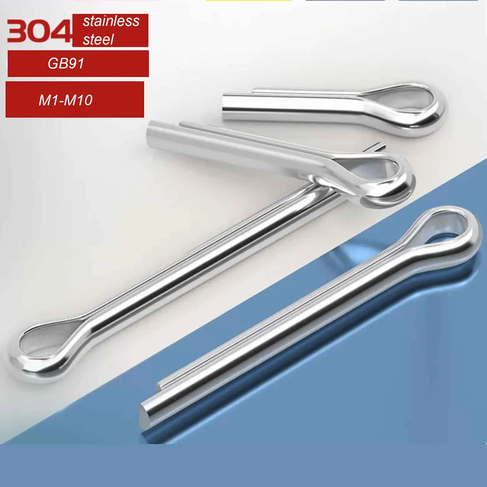 1/50pcs 304 Stainless Steel Split Pin Elastic Cotter Pin Clamping Pin Shaft Lock Pin M1 M2 M3 M4 M5-M10 U-shaped Fastener Clip