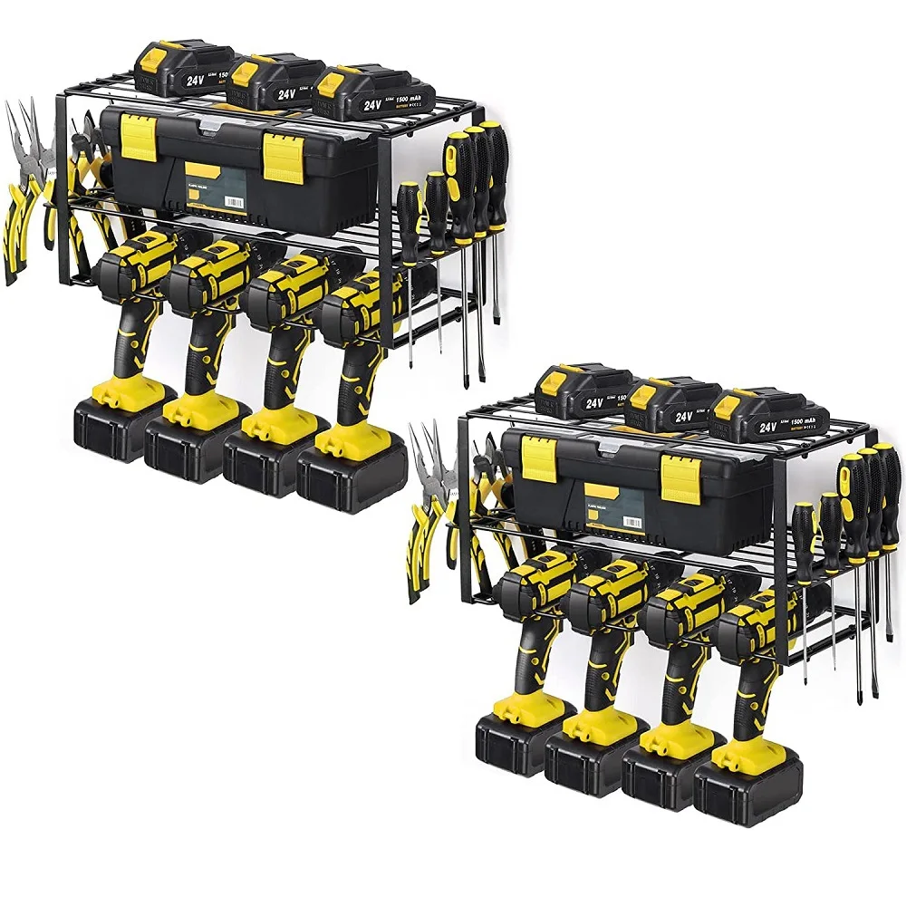 

Wall Mounted Power Tool Holder Heavy Duty Metal Tool Holder Drill Rack Garage Tool Storage Rack