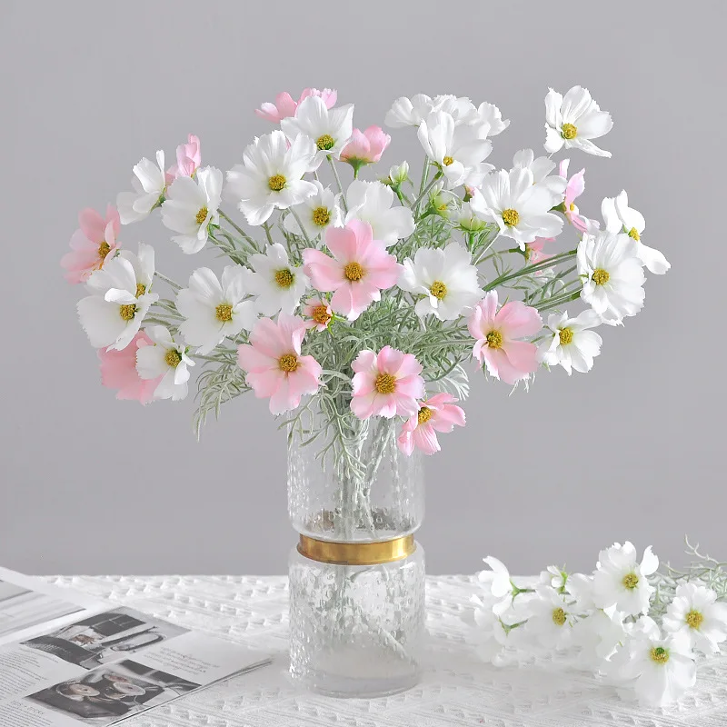 62Cm Flocking Cosmos Artificial Flower Home Decoration Light Luxury High-end Wedding Flower Arrangement Gesang Flower