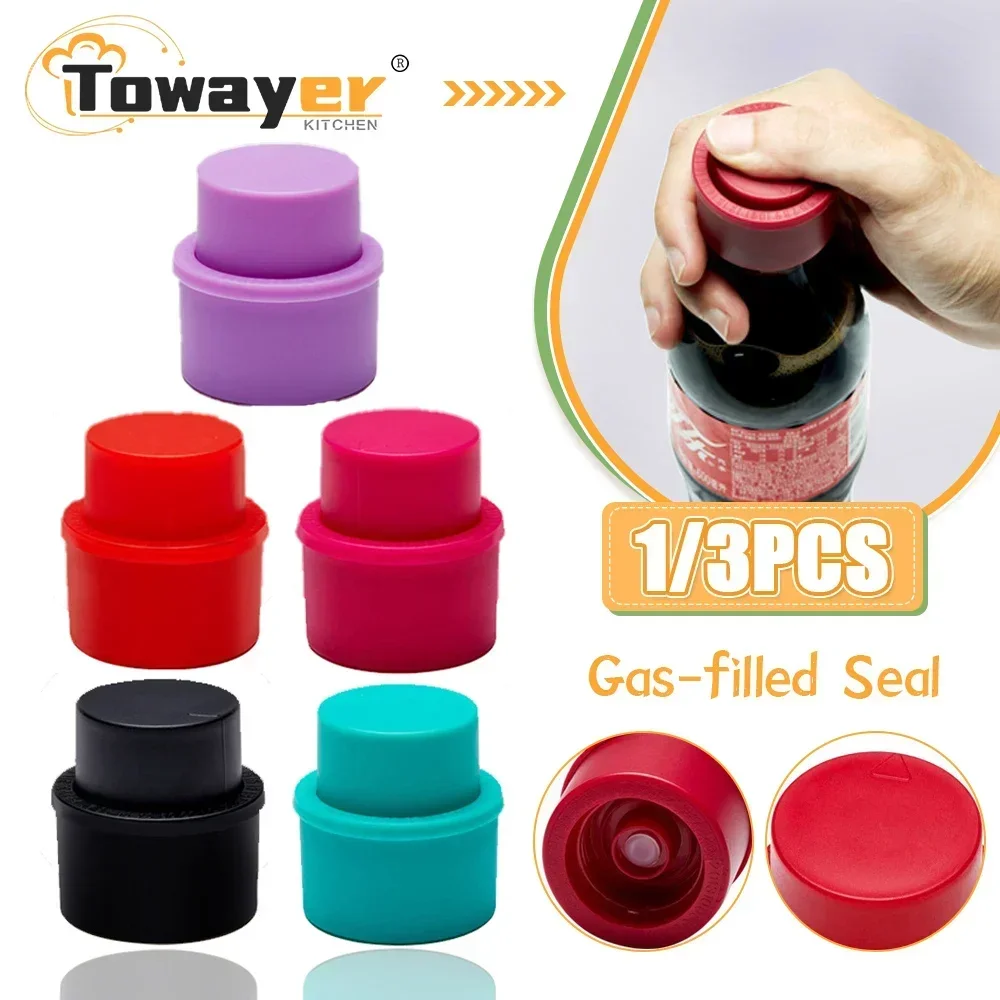 

1/2/3Pcs Bottle Stopper Inflatable Airtight Soda Cap Frizzy Drink Sealer Caps Reusable Carbonated Beverage Bottle Stopper Cover