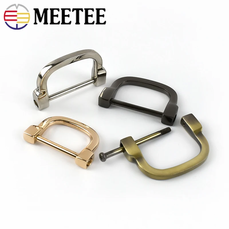 Meetee 4Pcs 25/30mm D Ring Buckles Detachable Screw Metal Buckle Handbag Strap Clasps DIY Leather Crafts Hardware Accessories