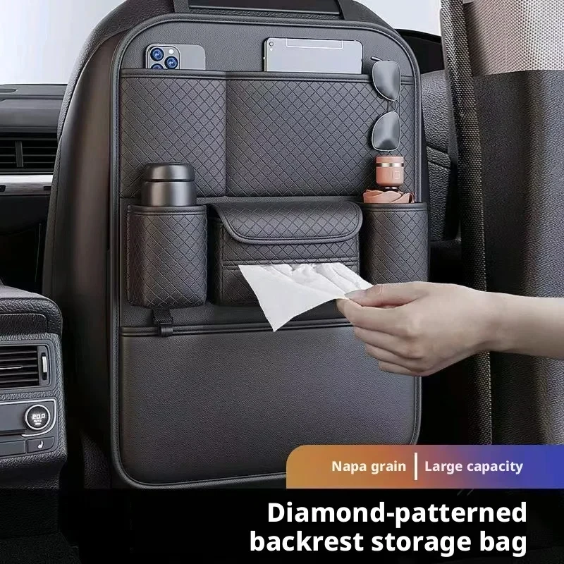 High-Capacity Multi-Pocket Backseat Storage Bag Wear-Resistant Anti Kick Mat Multi-functional Car Seat Back Organizer