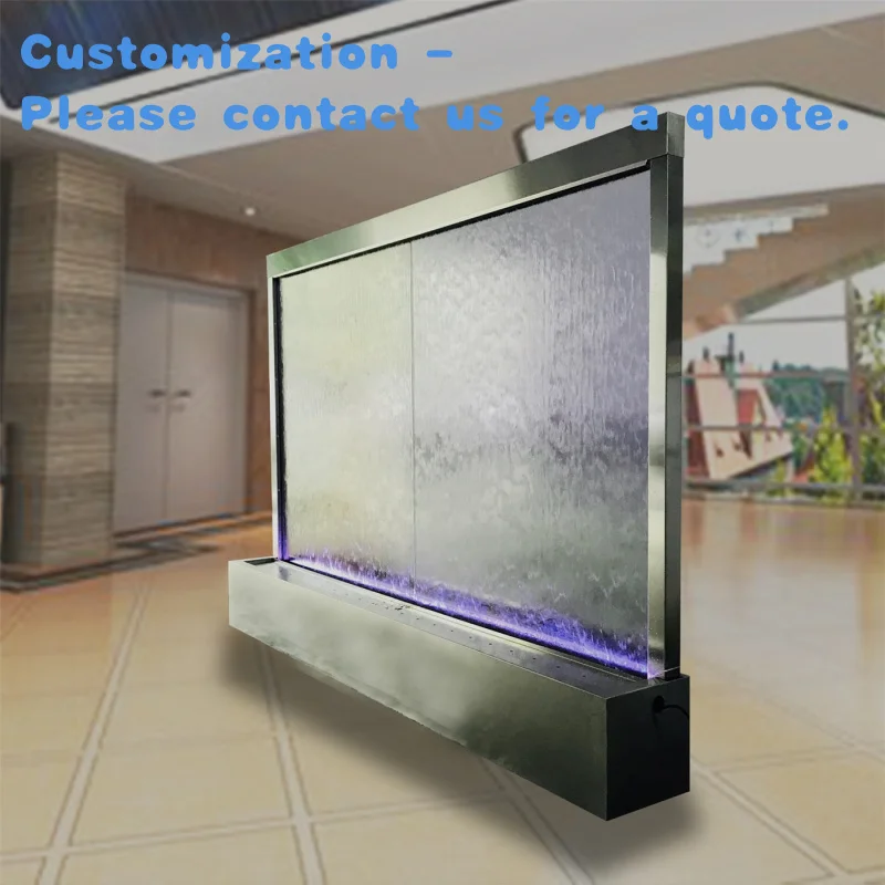 

На заказ.Настенный фонтан для помещения, водопад, светодиодный экран-водопад, горячая распродажа, настенный водопад из закаленного стекла