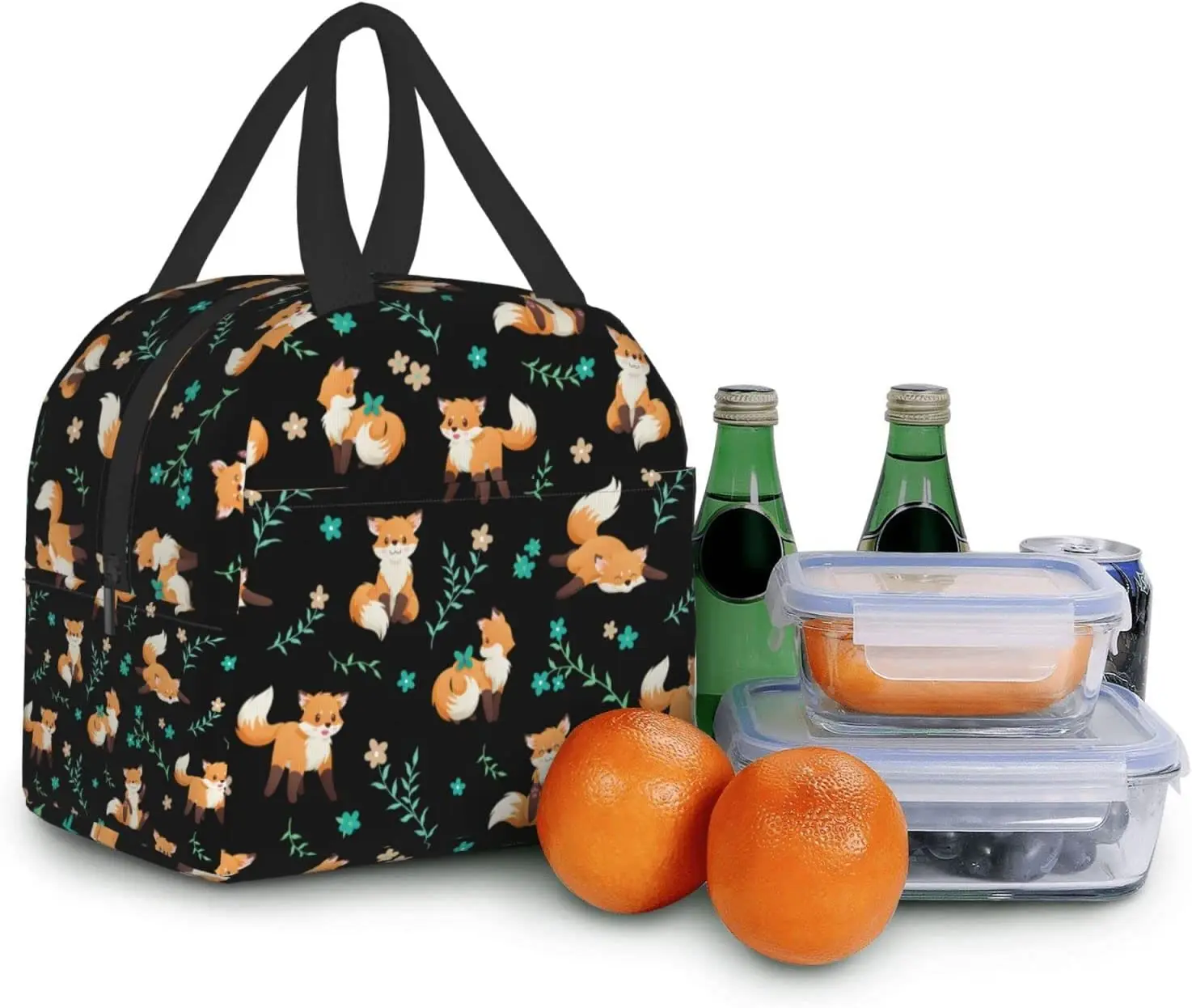 Fox Lunch Bag for Women Men Insulated Lunch Box Washable Lunch Container Cooler Tote Bag Reusable Lunch Box for Work Picnic