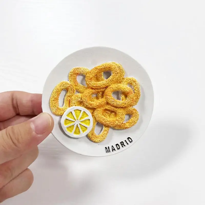 

Madrid French Afternoon Tea Onion Ring Refrigerator Magnet European Style 3D Kitchen Resin Simulation Magnetic Sticker Refrigera